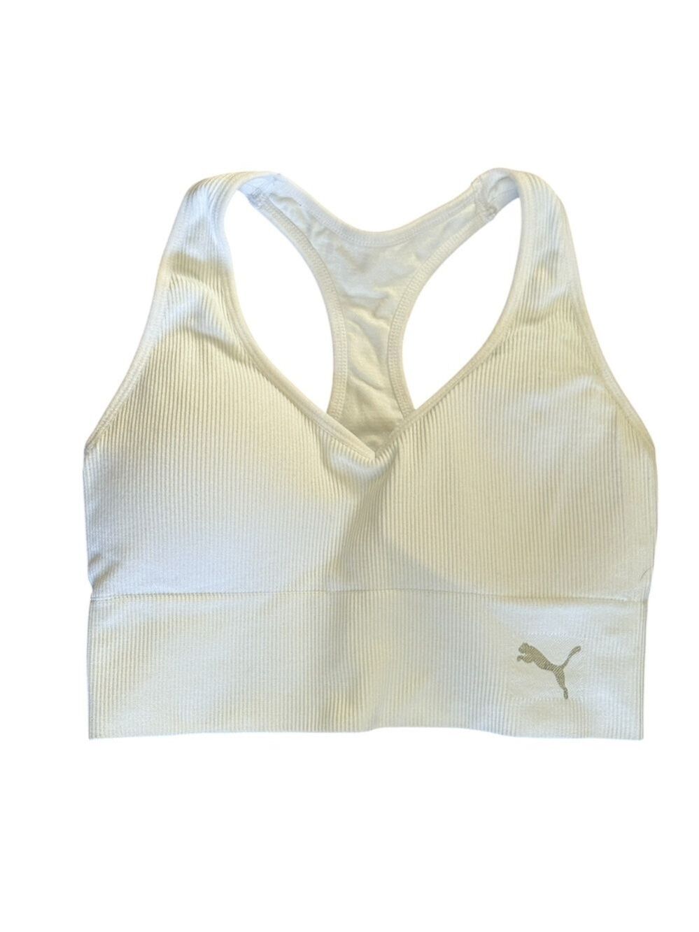 Puma White Ribbed Sports Bra Size Small